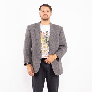 90er Jahre Herringbone Tweed Blazer, Herren Größe L Vintage Harris Tweed Jacke, Retro Grauer Wollblazer, Academia Blazer Jacke, Old Geld Style