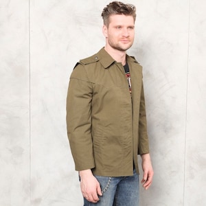 Vintage Army Jacket military surplus green army field jacket combat button up men clothing outerwear boyfriend gift size medium S image 1