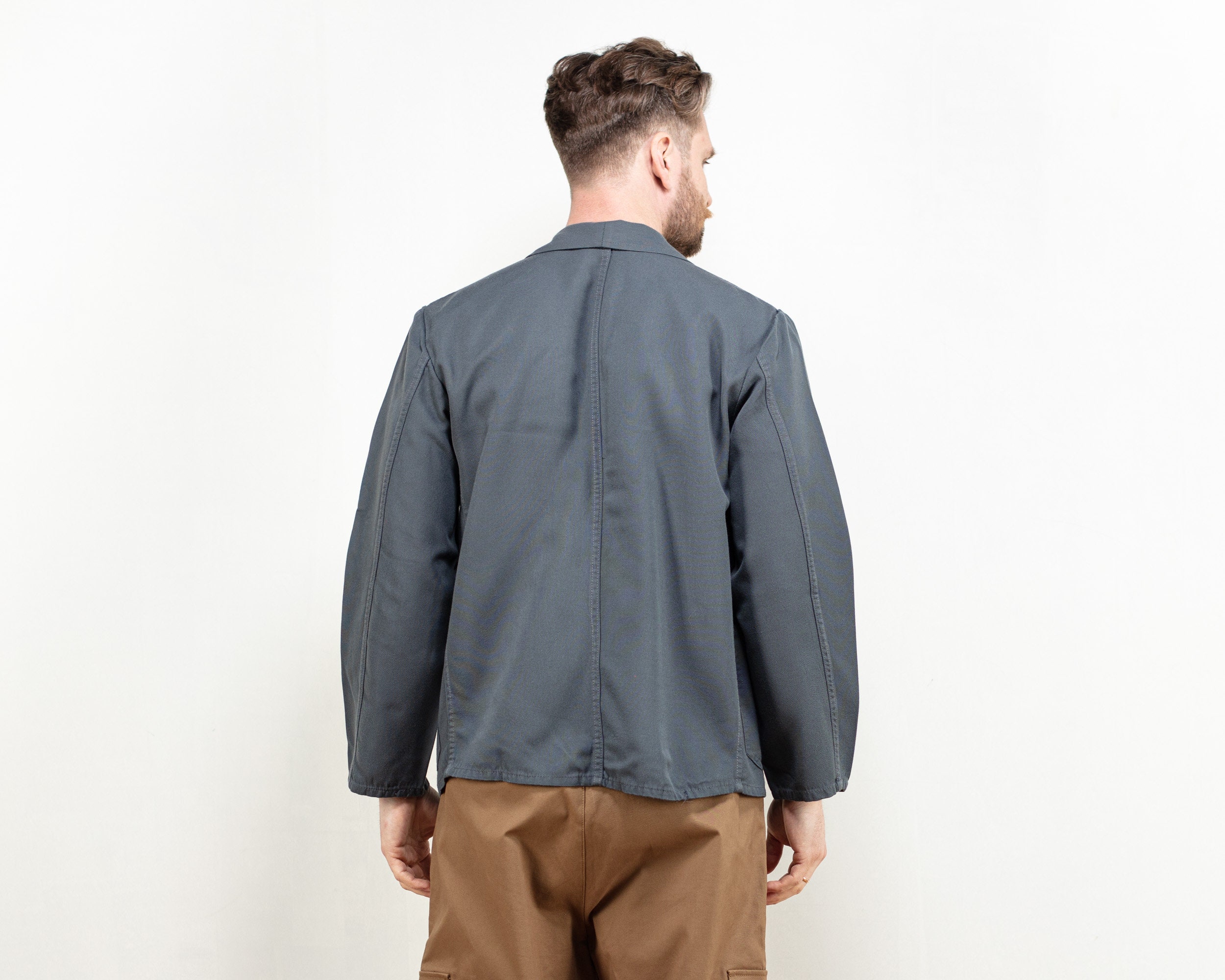 Grey Chore Jacket work 80's utility painter jacket men workwear