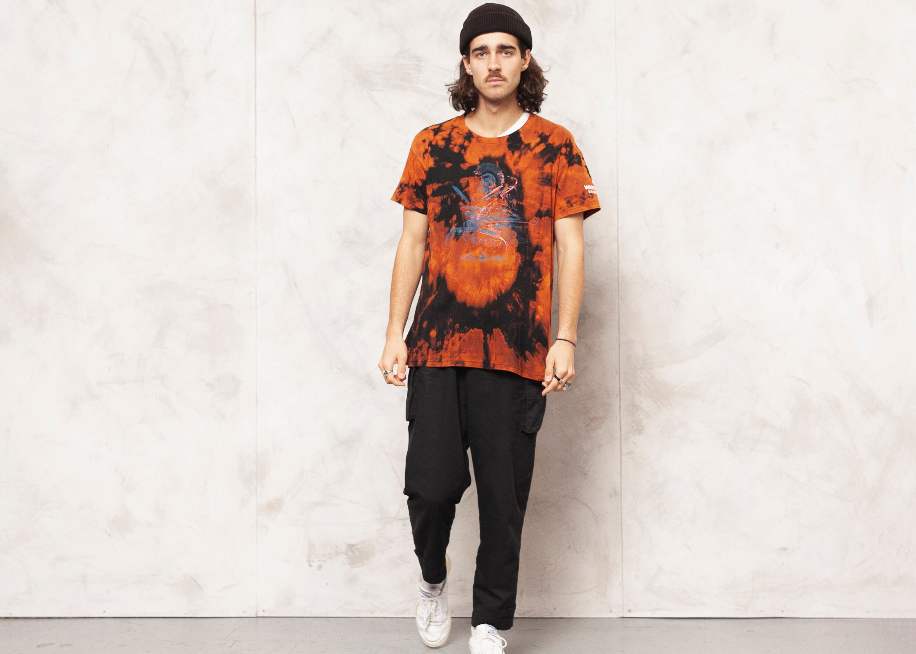 black and orange tie dye sweatshirt