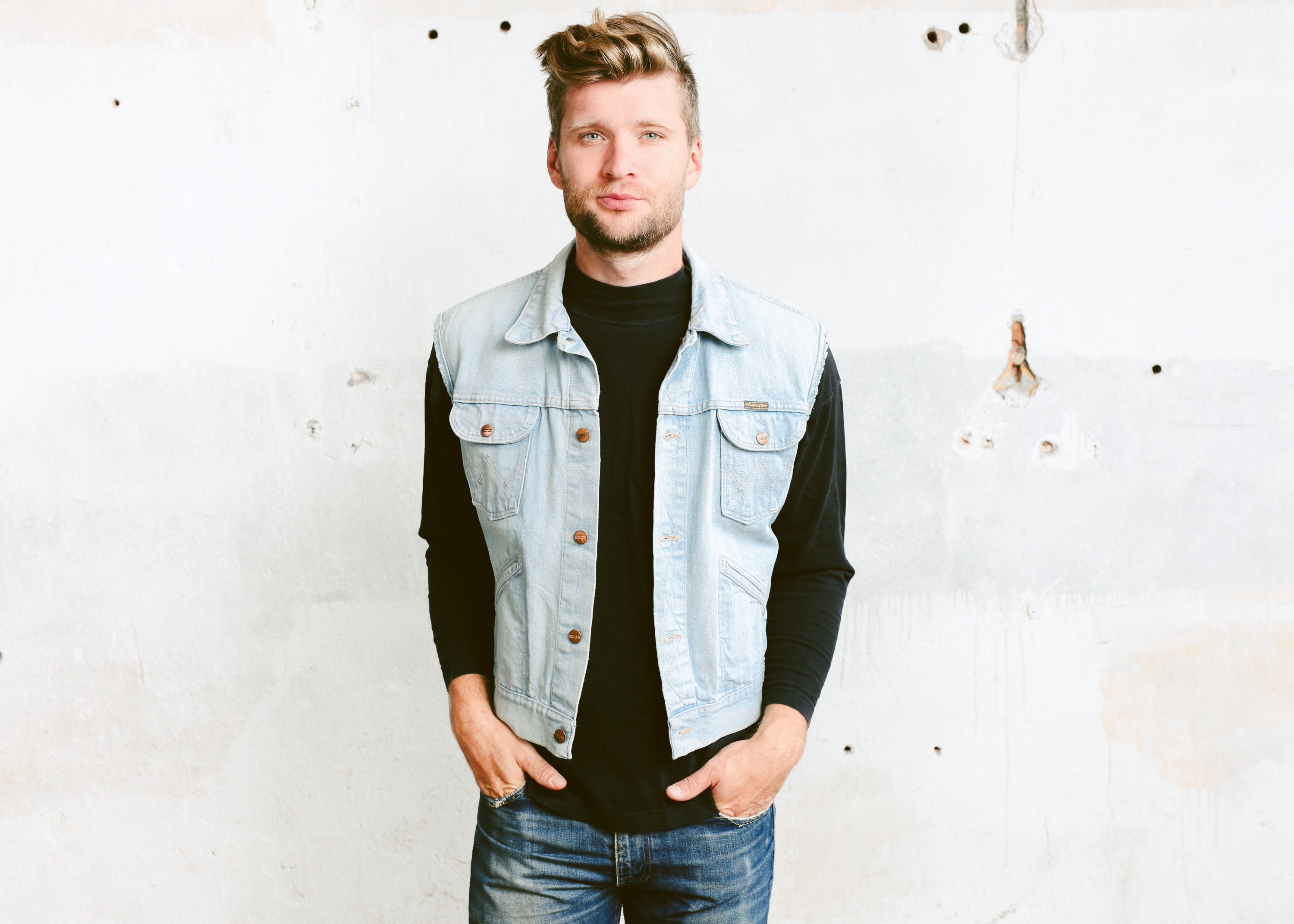 wrangler sleeveless denim jacket