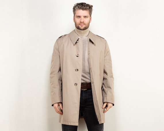 Men Mac Coat 70's Beige Parka Trench Overcoat Classic - Etsy