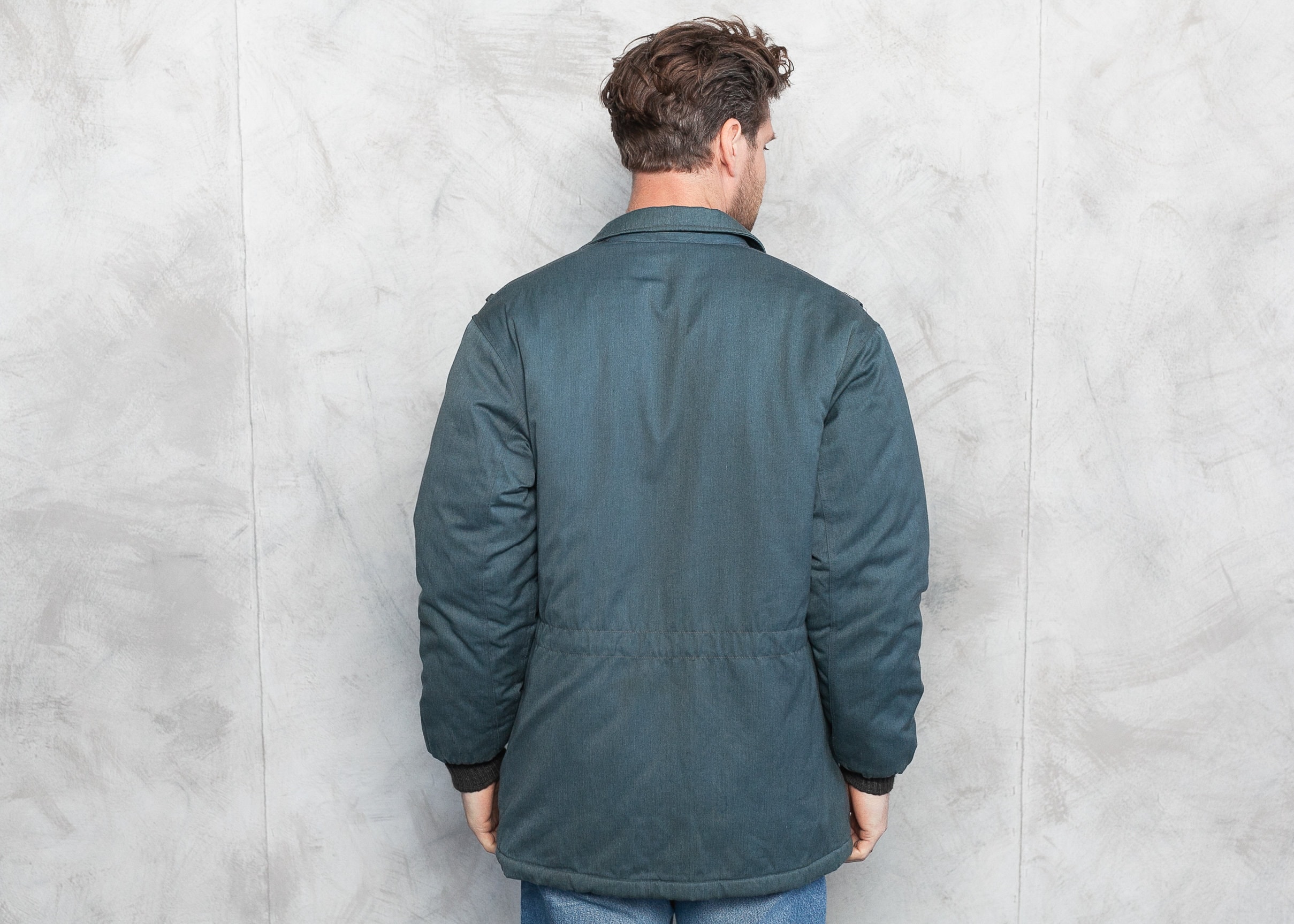 Vintage Padded Work Jacket . Men Winter Chore Coat Prisioner Uniform