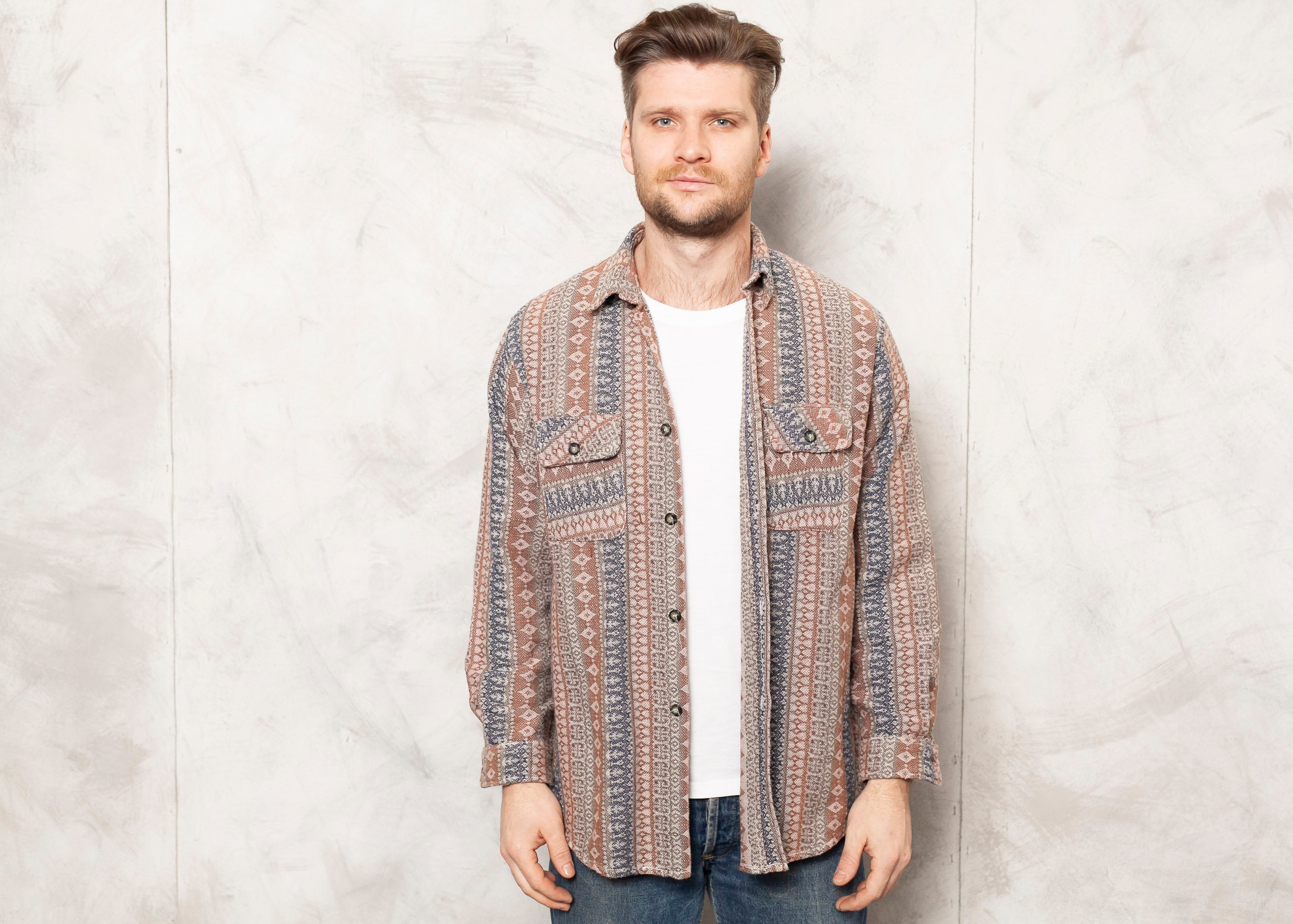 Men Southwestern Shirt Men Vintage Patterned Shirt Southwestern Shirt ...