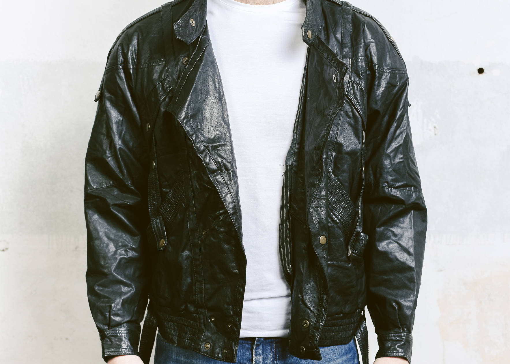 Men's Leather Bomber Jacket . Vintage 90s Black Flight Jacket Soft Leather Aviator Jacket Coat