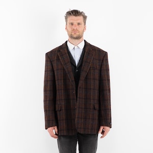 Herren Karo Tweed Blazer, Herren Größe XL Vintage Tweed Jacke, Retro Wolljacke, Academia Blazer Jacke, Old Geld Style, Tradition Oberbekleidung