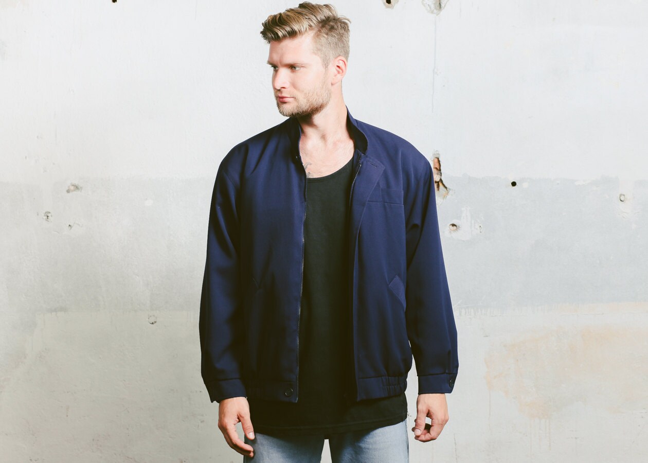 Vintage Uniform JACKET . Men's Bomber Jacket 80s Army Navy Blue Utility ...