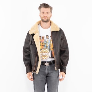 Men Type B-3 Shearling Bomber Jacket, Size XL Sheepskin Aviator Jacket, Shearling Winter Jacket, Military Leather Jacket, BetaMenswear