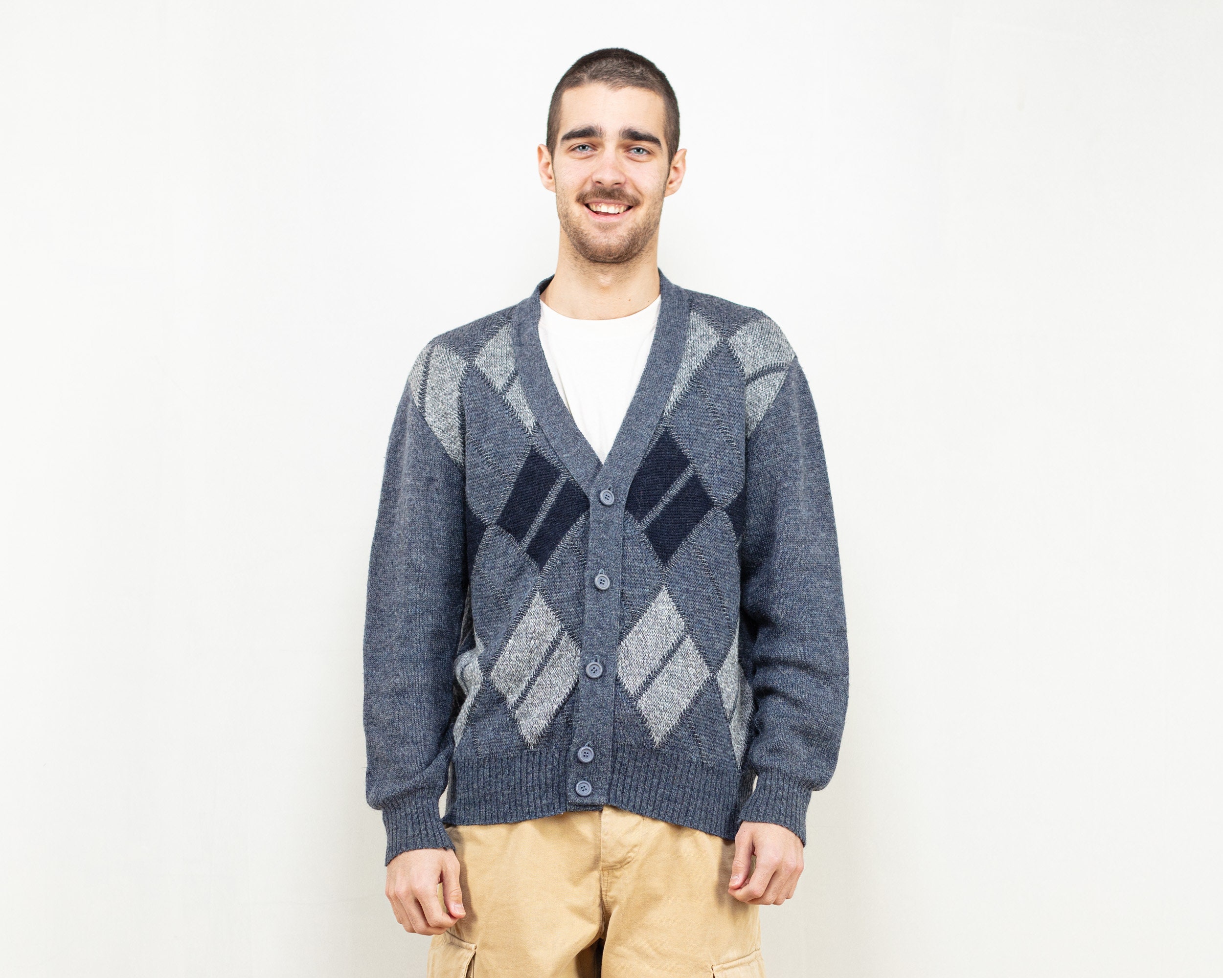 R13 argyle-knit Mohair Wool-Blend Cardigan - Grey