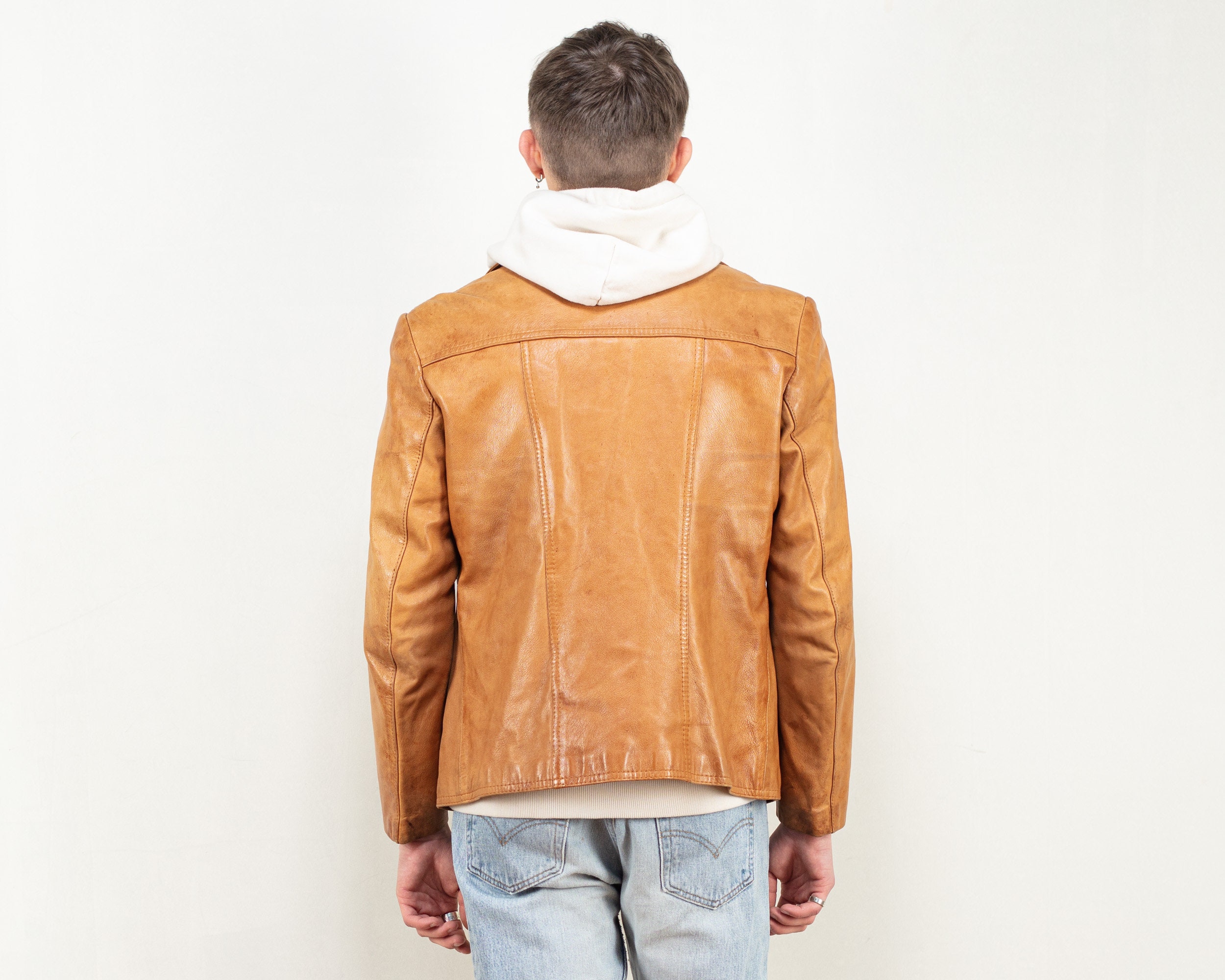 Men’s Street Wear Vintage Brown Leather Jacket