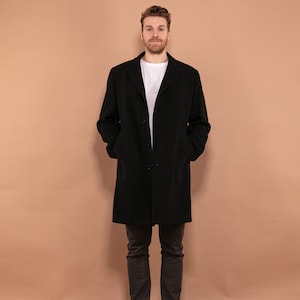 Wool Men&#39;s Coat 90s, Cashmere Wool Blend Coat In Gray Size L, Vintage Wool Coat, Autumn Wool Coat, 90s Office Coat, Elegant Minimalist Coat,