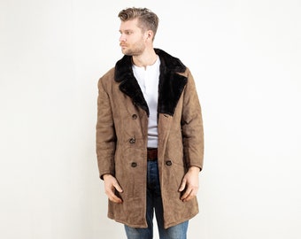Shearling Coat Men, Size Large L, Vintage Sheep Fur Coat