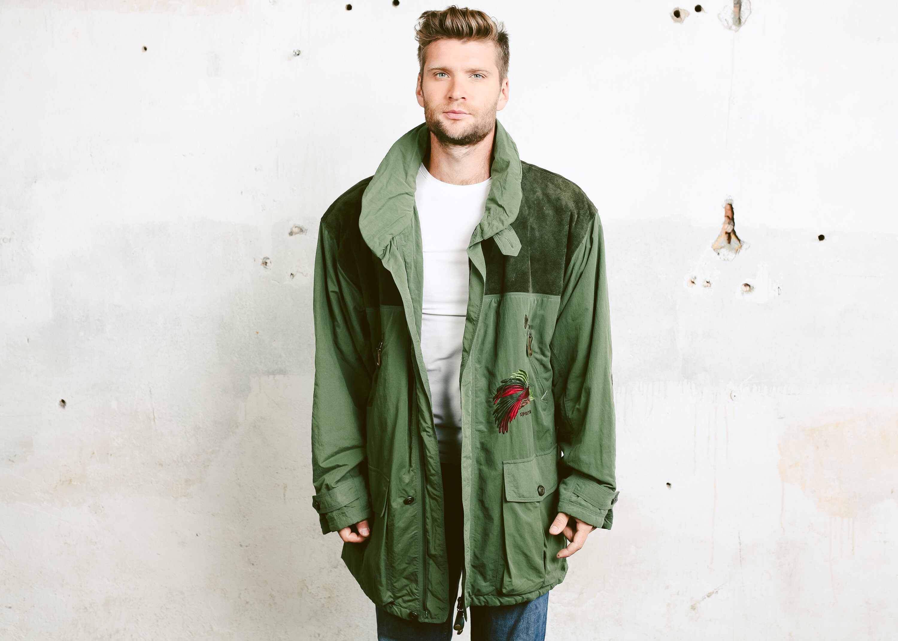 mens green parka
