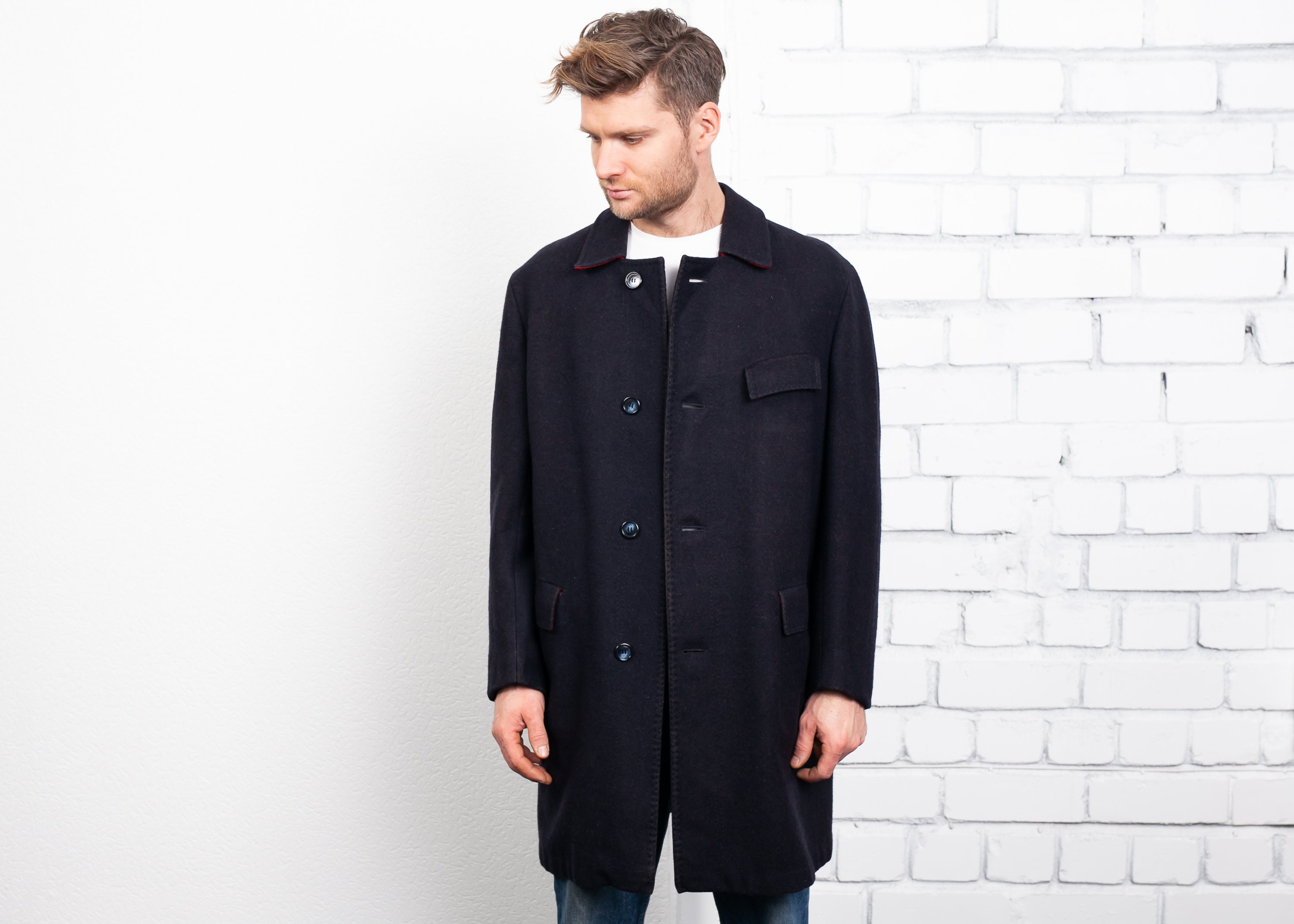 blue wool overcoat