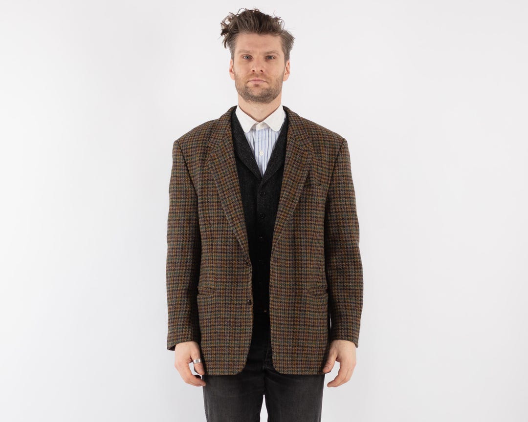 70’s Wool Asymmetrical Plaid Blazer