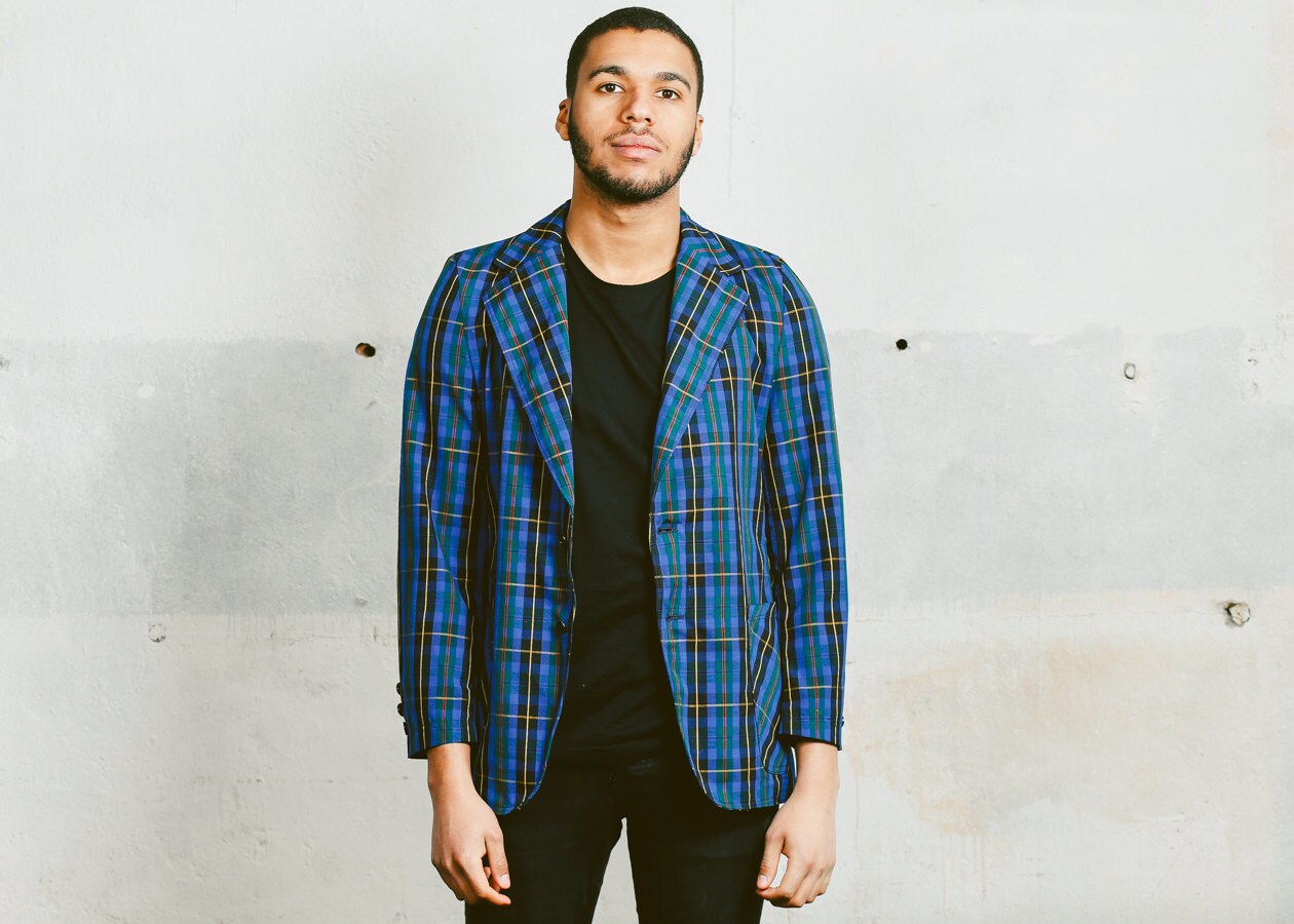 mens plaid blazer vintage