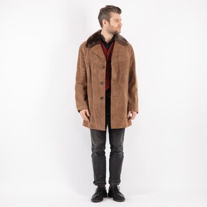 70's Western Suede Coat, Size L Vintage Men Suede Coat, Western Cowboy Coat, Mens Clothing, Trapper Apparel, Old Fashioned Outerwear