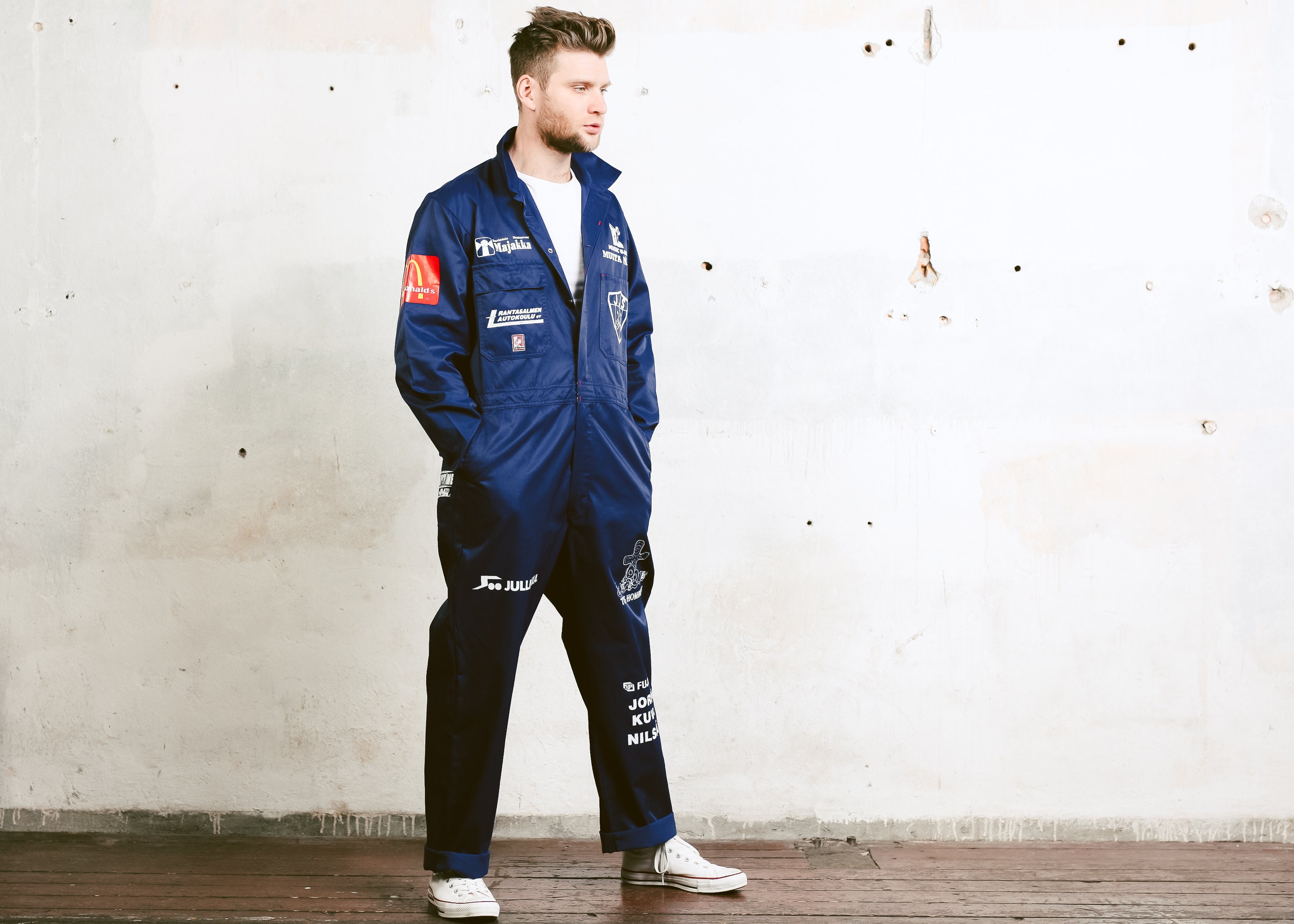 vintage racing mechanics overalls