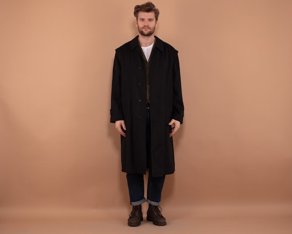 Longline Wool Blend Coat 90s, Size XL, Men Minima… - image 1