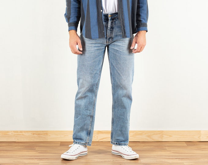 90's Men Jeans vintage faded denim pants mens 90s light wash mens denim trousers men gift idea jeans men clothing size w34 l30