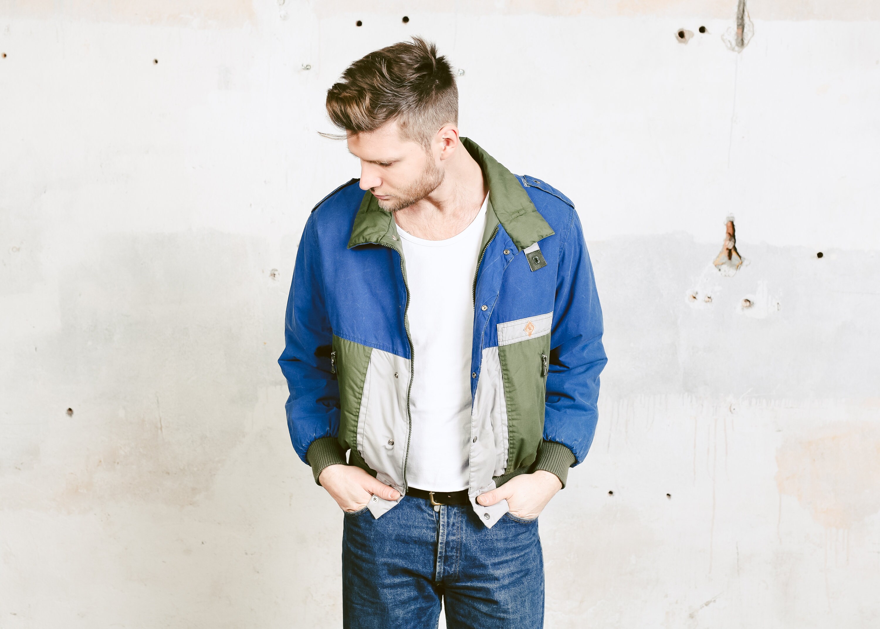 color block racer jacket