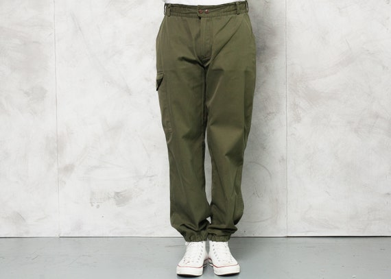 Vintage Men Military Trousers . 90s Men Army Pants