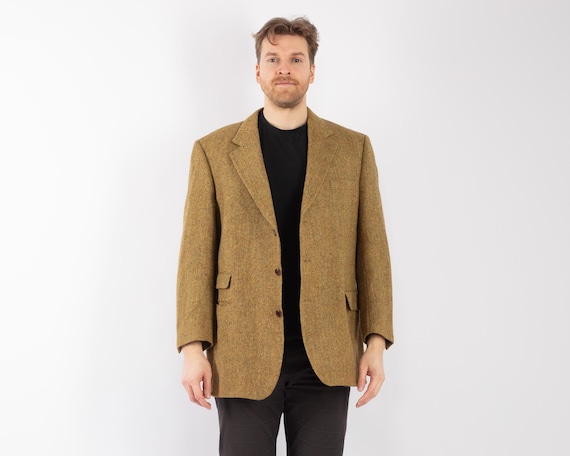 1970s Vintage Olive Green Wool Blazer, Retro Sport Coat, Men's Size L/XL