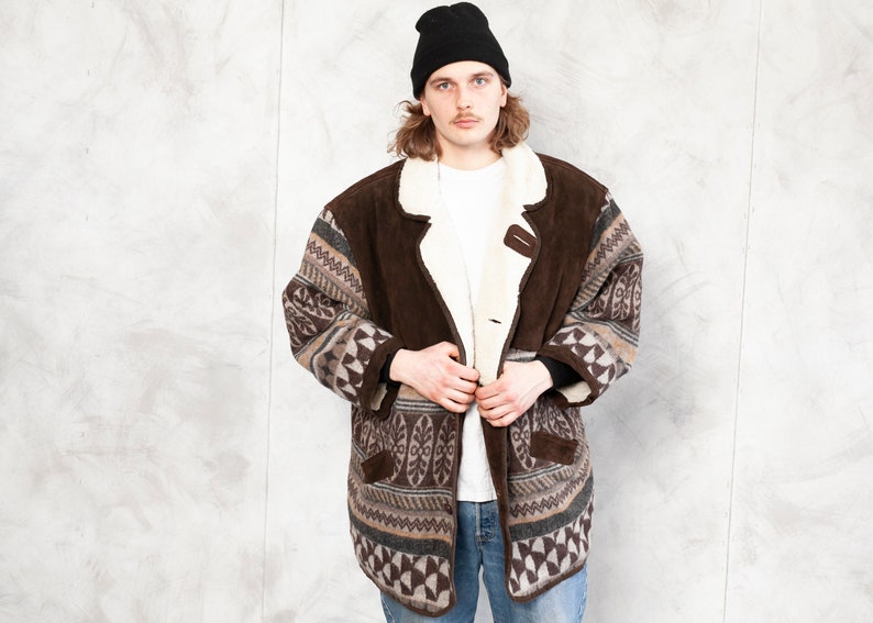 Vintage Aztec Jacket suede men southwestern coat navajo winter | Etsy