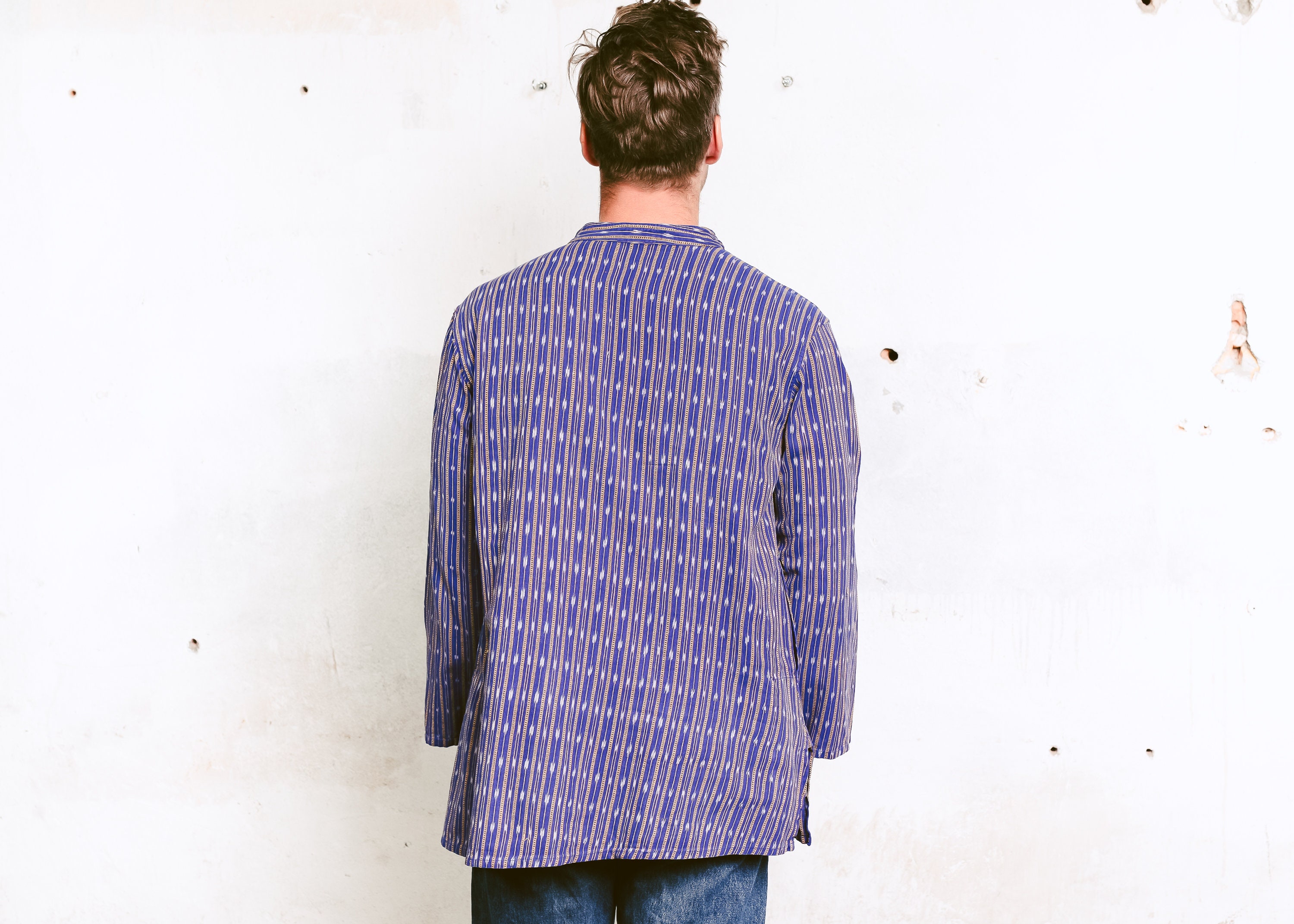 90s band collar shirt