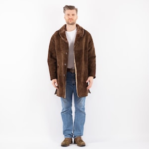 70s Sheepskin Men&#39;s Coat, Men&#39;s Size L Large Vintage Shearling Coat, Western Ranch Wear, Western Apparel, Marlboro Man Coat, 70s Outerwear