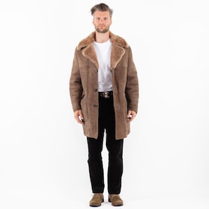 1970s Men&#39;s Sheepskin Coat, Men&#39;s Size L Large Vintage Shearling Coat, Western Ranch Wear Style, Marlboro Man Coat, Old Fashioned Outerwear