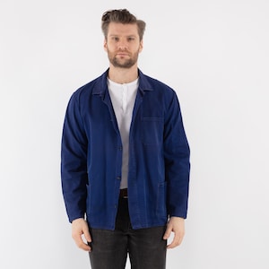 70s Vintage Men Chore Jacket, Size L Work Jacket, Vintage Workwear, Industrial Wear, Blue Collar Jacket, Mechanic Denim Jacket, Utility Wear