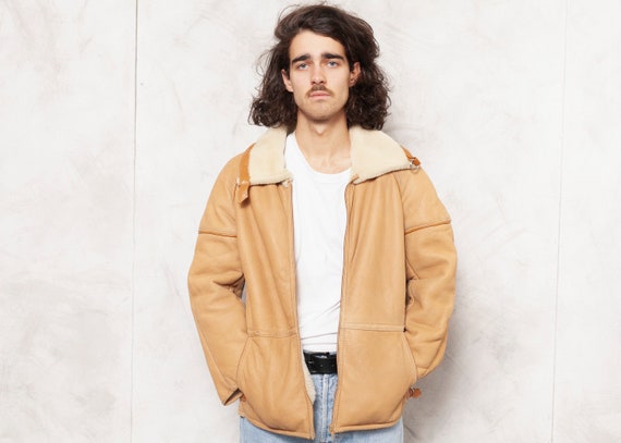 Sheepskin Aviator Jacket Vintage Shearling Jacket