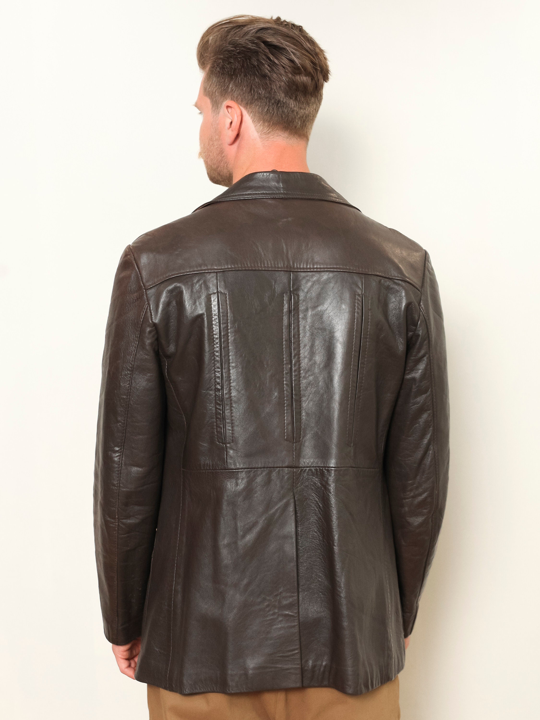 70's Leather Jacket vintage 1970s jacket rugged biker jacket brown