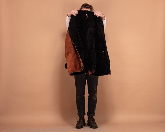 Oversized Sheepskin Coat, Size Large L, Men Vinta… - image 4