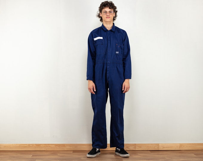 Men Work Overall, Size Large, Blue Mechanic Jumpsuit, Vintage Coverall, Mens Workwear, Mens Worksuit, Work Jumpsuit, Mens Romper