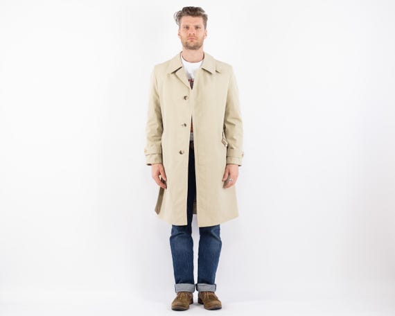 70er Jahre Beige Herren Trenchcoat, Männer Größe M/L Vintage