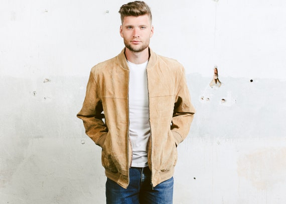 90 s blouson en cuir de Suède. Mens des Beige veste des Mens années 90 Grunge manteau Zip Up vol aviateur survêtement veste Oversized. taille L Large b26057 90 s blouson en cuir de Suède. Mens des Beige veste des Mens années 90 Grunge manteau Zip Up vol aviateur survêtement veste Oversized. taille L Large b26057