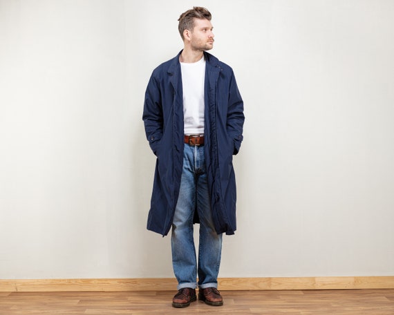 Insulated Blue Mac Coat Vintage 80s 
