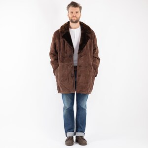 70s Brown Sheepskin Coat, Shearling Overcoat XL, Western Outerwear, Winter Coat, Shearling Coat, Mens Clothing, Gift For Him