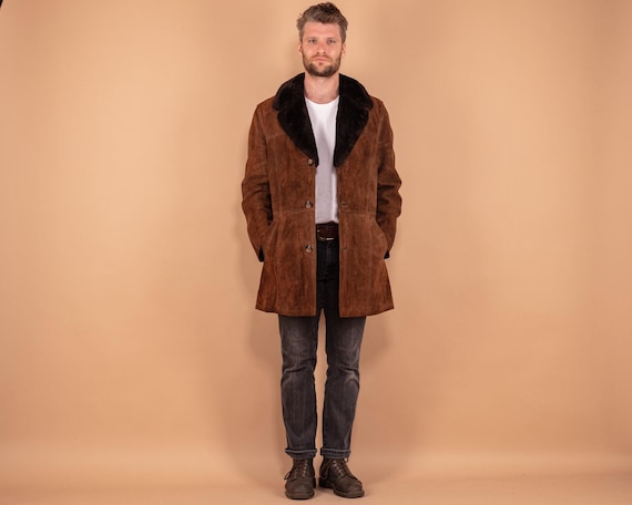 70er Western Wildleder Mantel, Größe Medium M Vintage Herren