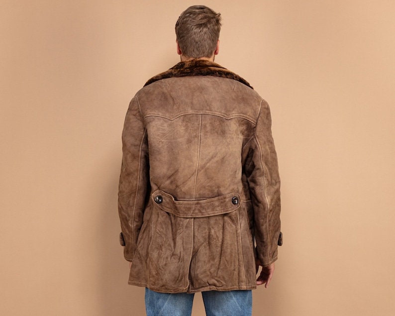 Manteau surdimensionné en peau de mouton homme, pardessus grand XL, vêtement d'extérieur western, manteau d'hiver épais, manteau en peau de mouton, manteau rétro en daim, vêtements bêta pour hommes image 3