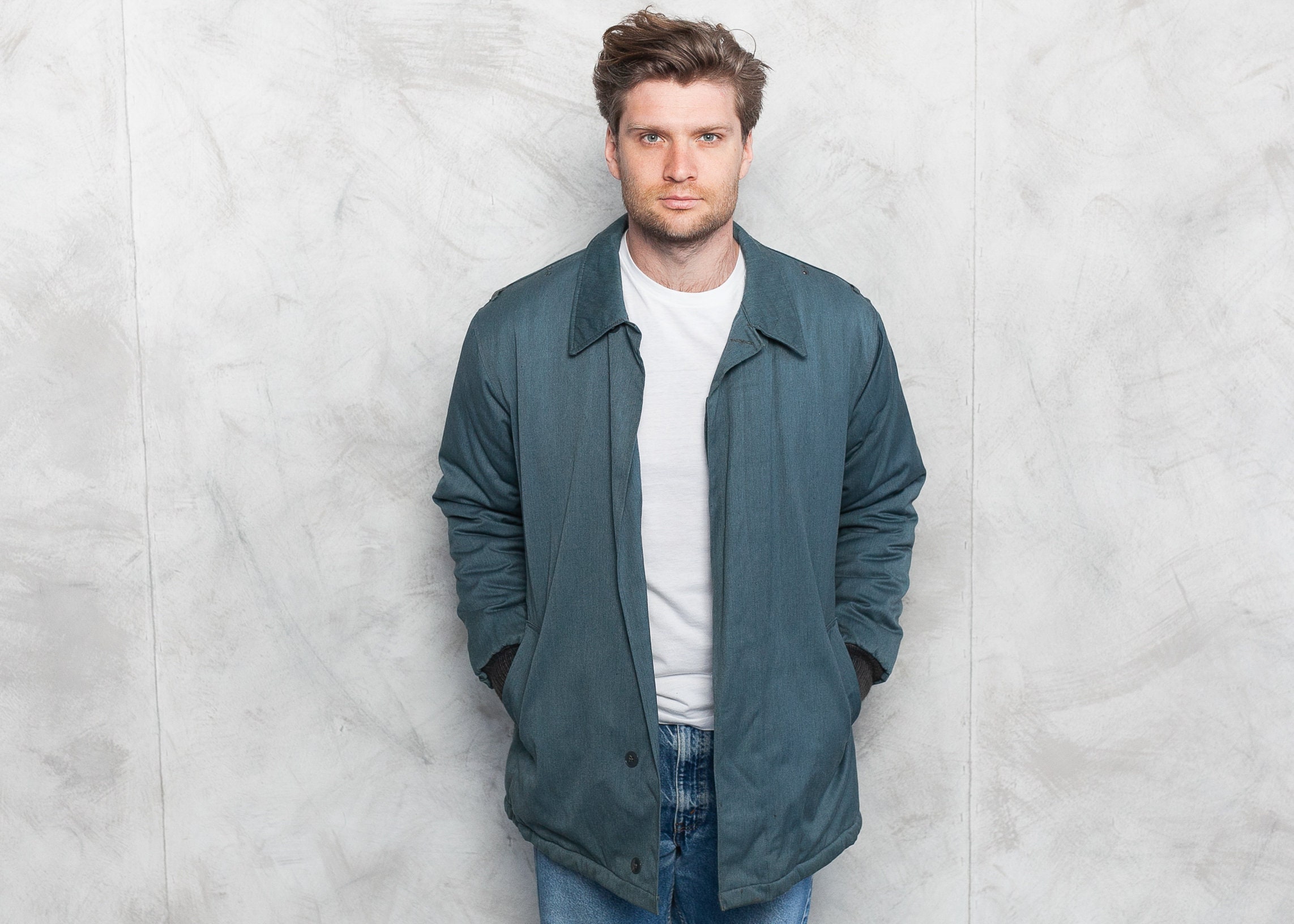 Vintage Padded Work Jacket . Men Winter Chore Coat Prisioner Uniform