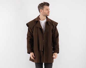 90s Driza-Bone Waxed Cotton Coat: Vintage Brown Riding Coat, Men's L