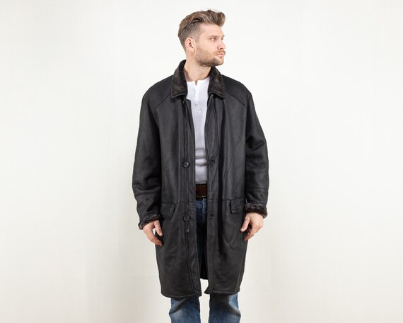 Vintage Men Bugatti Sheepskin Coat 80s abrigo gamuza marrón Etsy México