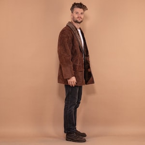 Manteau vintage en peau de mouton pour homme des années 80, taille L large, manteau d'hiver, vêtements d'extérieur bohème, pardessus chaud en peau de mouton, vêtements pour hommes, fabriqué en Espagne image 2