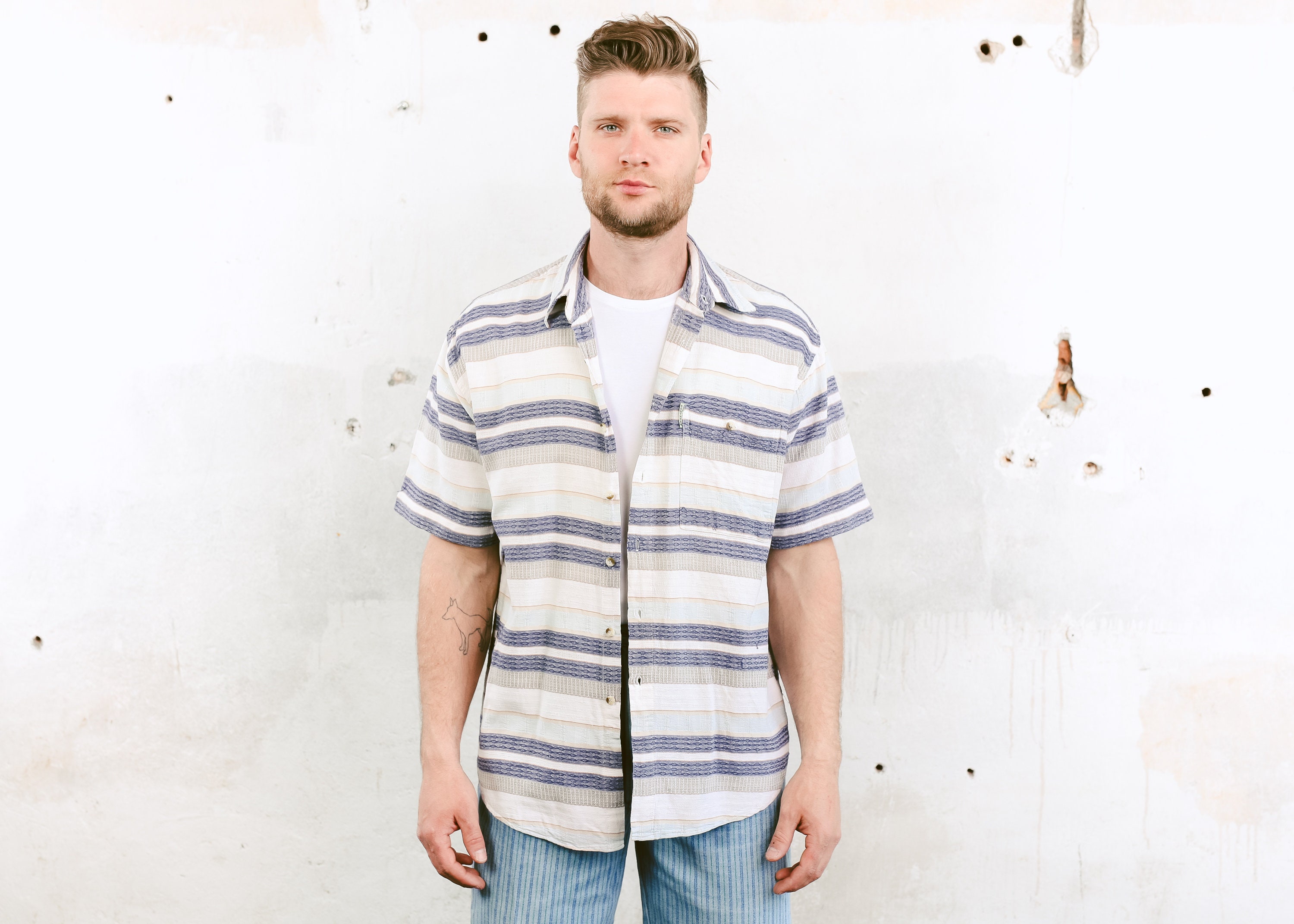90s Striped Flannel Shirt . Vintage Mens Southwestern Multicolor Shirt ...