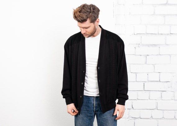 Suede and Knit Cardigan Jacket . Vintage Cardigan