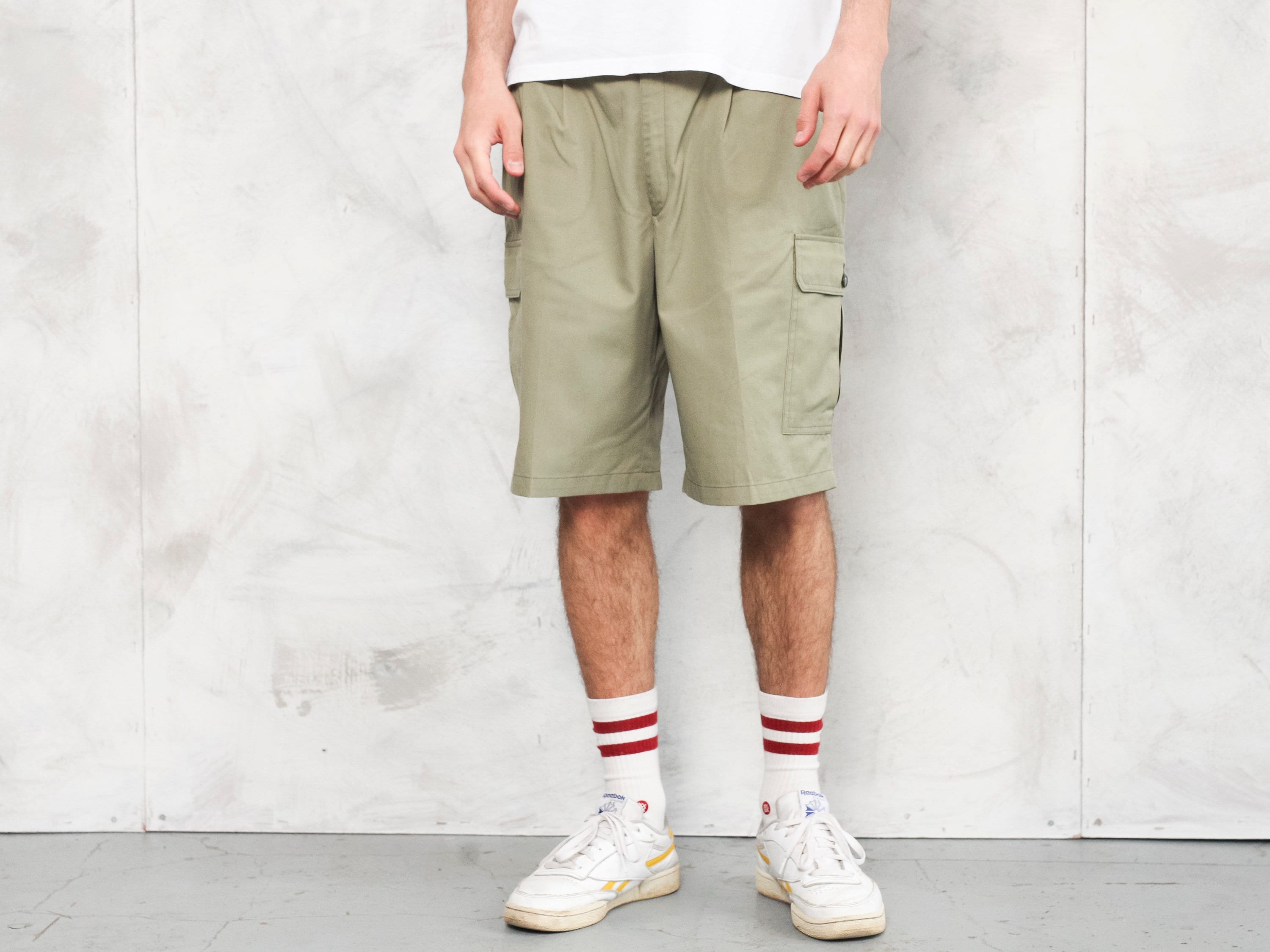 90s Cargo Shorts green summer 90s vintage men everyday sport shorts