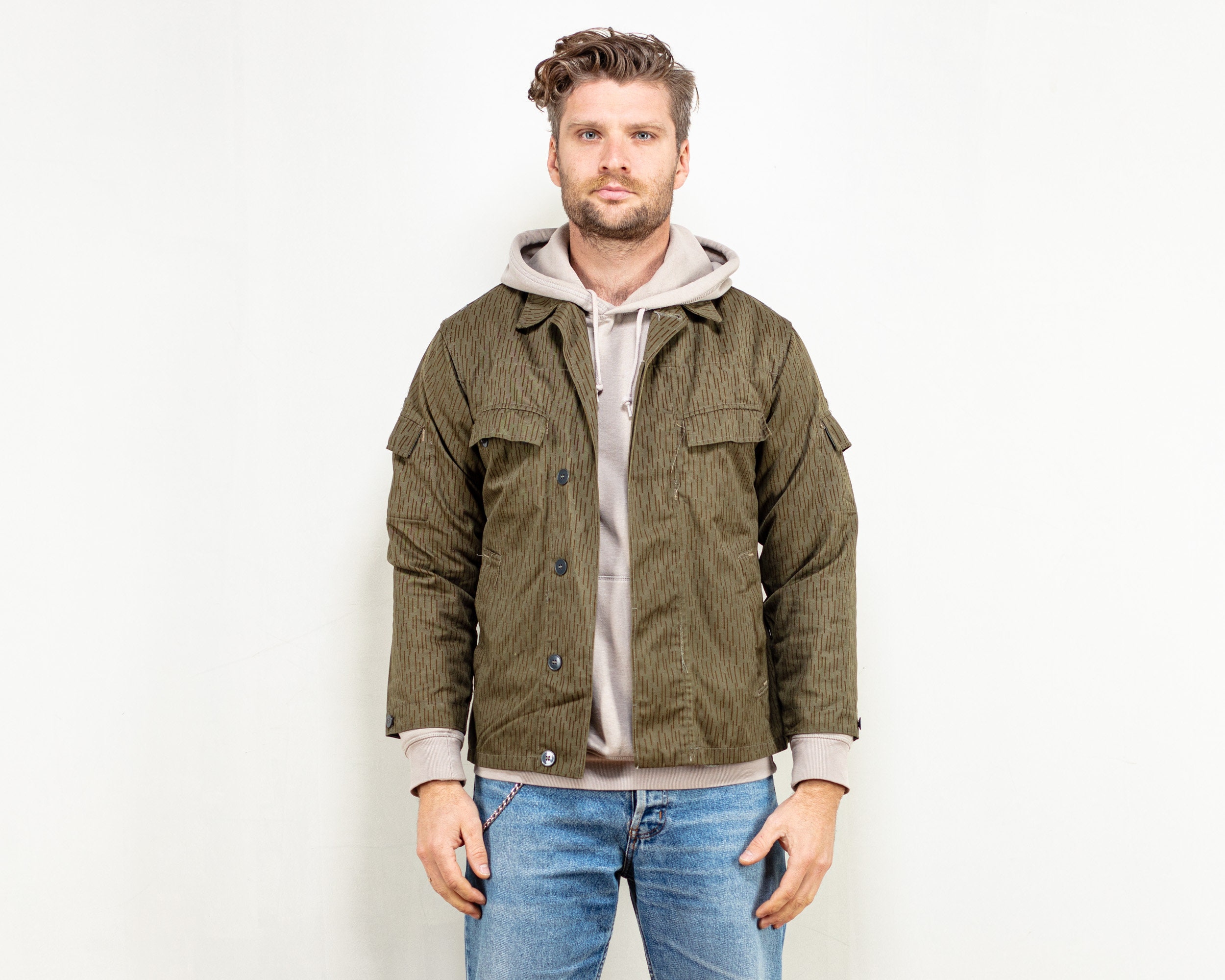 Vintage 70's East German strichtarn camo Jacket camouflage army surplus